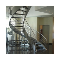Escalier Courbé Personnalisé de Luxe en Gros, Escalier Courbé Intérieur avec Poutre en Acier Carbone pour la Décoration de Villas, Appartements et Hôtels