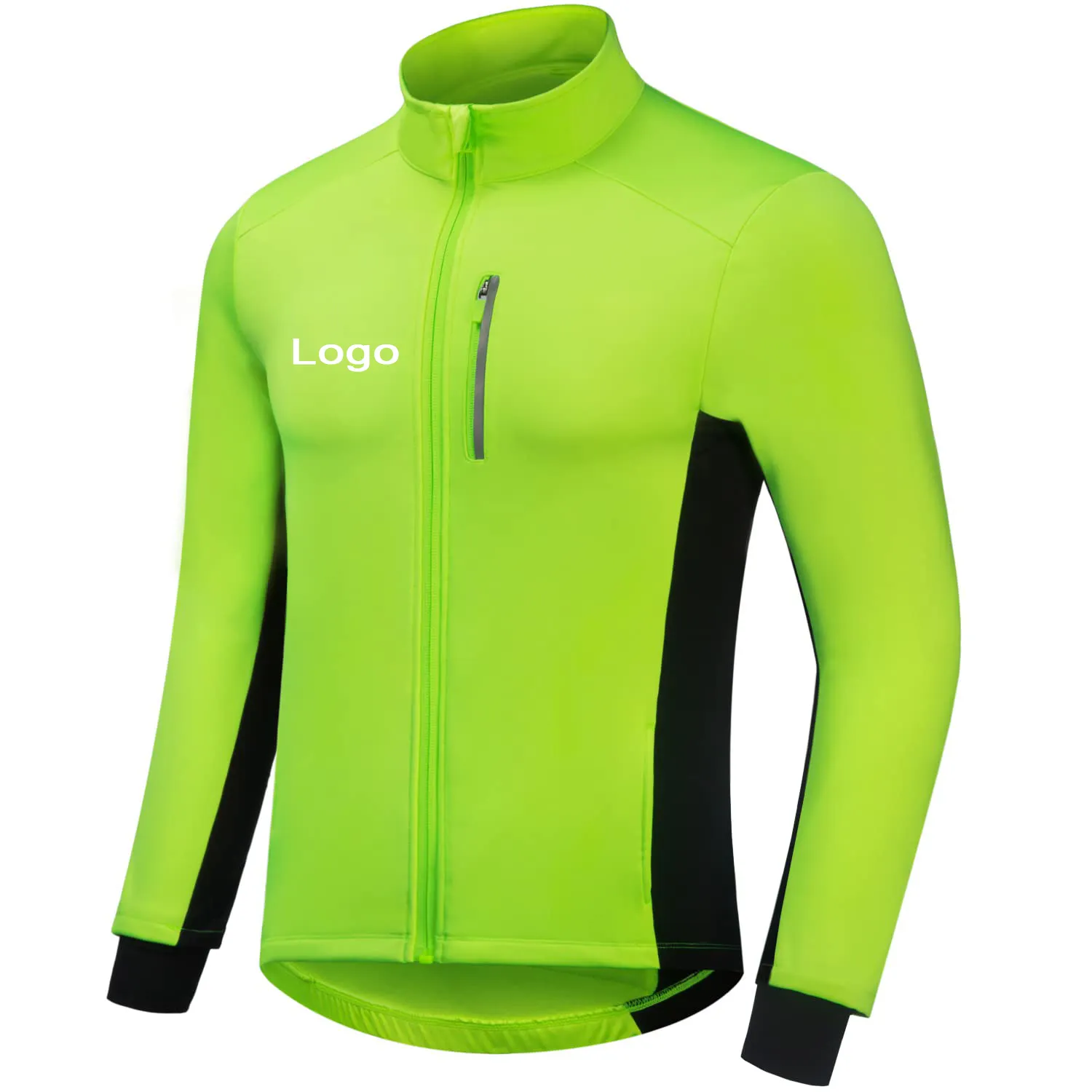 Vente en gros de spandex en polyester pour hommes coupe-vent d'hiver respirant réfléchissant Softshell coupe-vent vestes de vélo de cyclisme