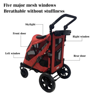 Poussette pliable de luxe JXB <span class=keywords><strong>pour</strong></span> animaux de compagnie, légère, à 4 roues, <span class=keywords><strong>pour</strong></span> les voyages en plein air, avec ventilation en maille - Product Image 4