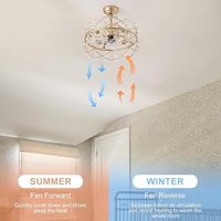 JYLIGHTING Araña de Cristal Ventilador de Techo con Luz y Control Remoto Flor Ventilador de Techo para Comedor Sala de Estar Cama