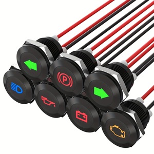 Feu indicateur de tableau de bord LED 220V, étanche IP65, pour clignotant de voiture, voyant d'alarme, faisceau de route, avec câble métallique de 300mm - Product Image 1