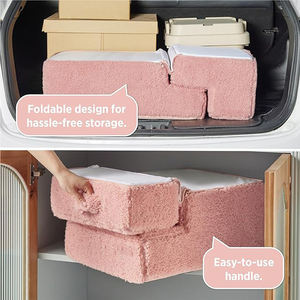 anpassbare multifunktionale hunde-treppe tragbar reise schaumstoff haustier leiter hunde-treppen haustier 4 stufen mit rosa plüsch abnehmbare abdeckung - Product Image 6