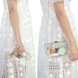 Cute Clear <strong>Purse</strong> Bag Acrylic <strong>Box</strong> Clutch for Women/Girls, Transparent Stadium Approved Crossbody Handbag for Sporting Events - Product Image 5