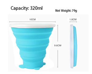Collapsible Silicone <b>Cup</b> 320ml Portable Folding Travel <b>Cup</b> Leakproof, for Outdoor, Office, Camping 10.82oz - Product Image 2