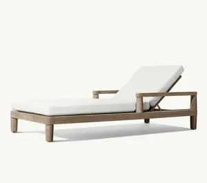 米拉马尔高品质沙滩躺椅户外家具花园实心柚木日光浴木质休闲椅露台池畔日光浴躺椅