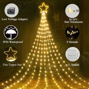 Led Cây giáng sinh Topper Sao đèn trong nhà/ngoài trời Xmas trang trí nội thất với PVC Thác Cổ Tích chuỗi cho các bên Patio trang trí - Product Image 2