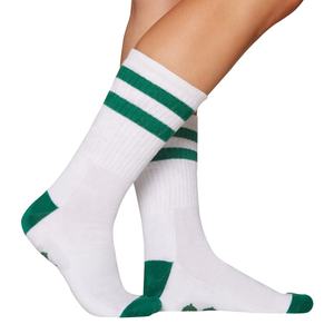 Vente en gros pas cher Designer décontracté Jacquard tricoté lettre chaussettes patron deux rayures blanc équipage coton chaussettes de travail - Product Image 4