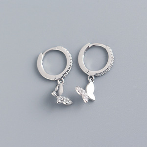 Haute qualité argent 925 <span class=keywords><strong>diamant</strong></span> boucles d'oreilles élégant papillon balancent avec princesse coupe <span class=keywords><strong>diamant</strong></span> plaqué or Design de mode à la mode - Product Image 6