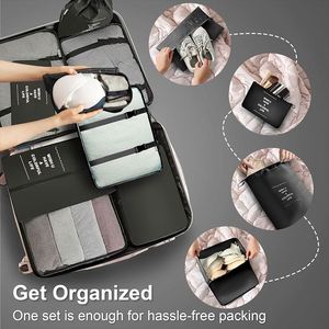 Ensemble de 7 cubes de rangement de voyage, sacs organisateurs de bagages à compression pour valise, vacances - Product Image 2
