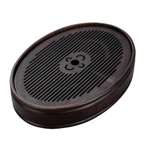 Bamboo Water Storage <b>Tea</b> <b>Tray</b> Oval Walnut Color Easy To Clean Standing Type Home Use - Product Image 5