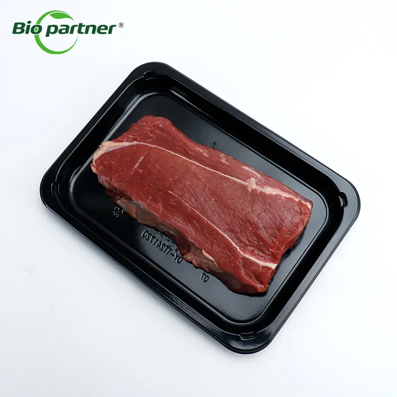 Fabricante Carne Piel al vacío Bandeja de embalaje Supermercado Carne Plástico Desechable Negro Blister VSP Embalaje Plástico