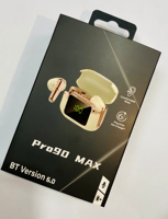 Earbuds Pro 90 Max True Wireless BT dengan Layar LED Penunjuk Daya, Case Pengisi Daya, Stereo, Tahan Air IPX4, dan Panggilan Jernih