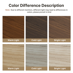 Table basse en bois moderne avec éclairage contrôlé par application, table basse en bois bicolore, table basse à 2 niveaux avec rangement pour le salon - Product Image 5