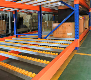 हटाने योग्य कैस्टर्स धाराप्रवाह अर्धशतों की विरोधी-मूक अलमारियों समायोज्य बहु-परत प्रवाह पट्टी अलमारियों रोलर रैकिंग सिस्टम - Product Image 4