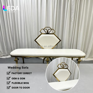 LEDA Factory Direct Nouveau design Canapé deux places en acier inoxydable blanc et or avec diamants pour décoration de scène de mariage et événements - Product Image 2