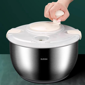 Grand essoreur à salade en plastique écologique, ensemble d'essoreurs à légumes et fruits avec couvercle autobloquant, compatible lave-vaisselle - Product Image 6