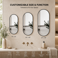 Miroir de salle de bain ovale intelligent à LED avec éclairage frontal, pour maquillage, salon, gradation progressive, 3 couleurs, anti-buée, Bluetooth