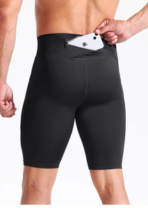 Pantaloncini da basket a compressione ad asciugatura rapida da uomo, pantaloni da maratona a cinque punti <span class=keywords><strong>con</strong></span> tasca posteriore, pantaloncini attillati in seta ghiacciata per la corsa - Product Image 2