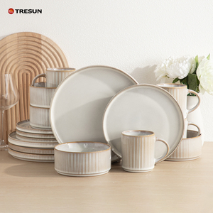 Wholesale 16 pieces Nordic eco-Friendly Food Grade Dishwasher Safe Luxury Full <b>Set</b> Blue Dinner <b>Dinnerware</b> <b>Sets</b> for restaurant - Product Image 4