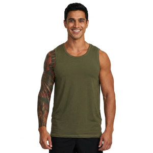 Wholesale 100% Cotton <b>Singlet</b> Sleeveless Solid Vest <b>for</b> <b>Men</b> and Unisex Plus Size Fitness Tank Top Breathable Design - Product Image 1