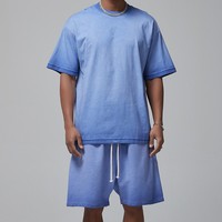 T-shirt lourd et surdimensionné lavé à l'acide de marque personnalisée Short en éponge française pour hommes et femmes Logo personnalisé et couleur disponible