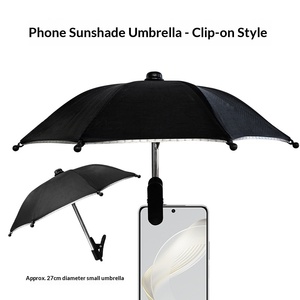 Support de téléphone portable avec parapluie pare-soleil, clip extérieur, anti-pluie, anti-reflet, design minimaliste, 8 baleines, petit parapluie - Product Image 5