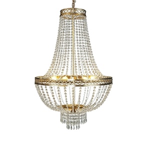 Lampe d'Hôtel, Suspension Cristal K9 Européen, Pendentif Doré, Lustre de Luxe Décoratif de <span class=keywords><strong>Mariage</strong></span> - Product Image 1