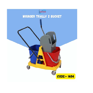 Chariot essoreur double seau 40 litres de qualité supérieure pour nettoyage de sols en hôtels, hôpitaux, commerces et industries - Product Image 3
