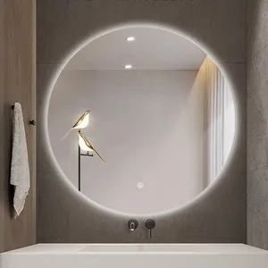Зеркало заводское круглое бескаркасное светодиодное зеркало для ванной комнаты, полное круглое зеркало со светодиодным светом