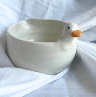 Ensemble de bols à matcha en céramique en forme de canard mignon, fait main, avec support pour fouet, accessoire pour la cérémonie du thé japonaise, cadeau