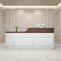 Comptoir d'angle en bois massif pour salon de beauté, comptoir de bar pour salon de thé, table de réception pour magasin de vêtements féminins