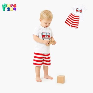 Puresun Produsen Pakaian Anak Set Motif Cetak Kustom Aplikasi Gambar Anjing Bahan Katun Ramah Lingkungan Pakaian Anak Laki-laki Set Pakaian Anak - Product Image 3