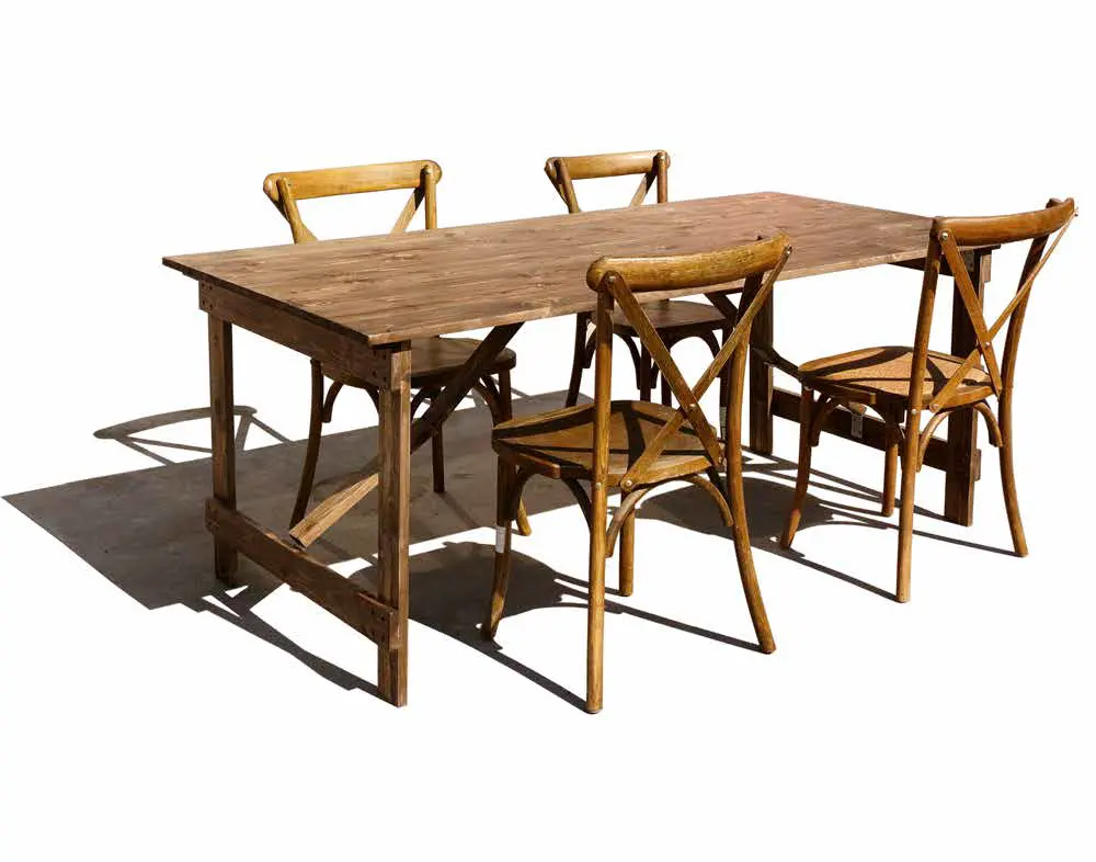 Table de salle à manger et chaises à plusieurs consoles modernes, Table de ferme en bois massif avec résine époxy