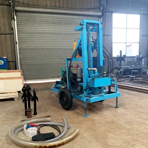 Equipamento de perfuração de poço de água hidráulico diesel 150M, máquina de perfuração de poço de água para poço Inclui pneus e brocas