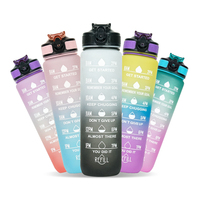 Bouteille d'eau en plastique de haute qualité, personnalisée, pour le sport en plein air, la course à pied, la motivation, les voyages, sans BPA, avec paille en silicone