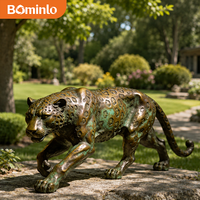 Escultura de Leopardo de Bronce, Estatua de Animal Realista, Adecuada para Jardines de Villas, Plazas Públicas y Paisajes Exteriores