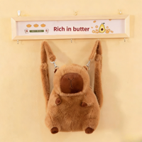 Sac à dos en peluche Capybara mignon, sac à dos décontracté en coton PP doux avec animal en peluche de dessin animé pour adolescentes de 14 ans et plus