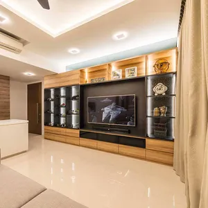 Furnitur Ruang Tamu Modern Sederhana Modular Disesuaikan Konsol Kabinet Unit TV Kayu