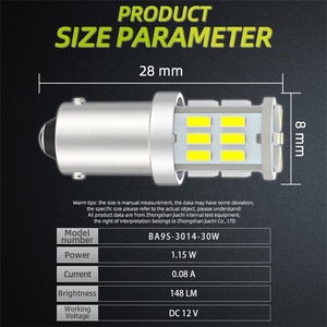 JIACHI BA9S <span class=keywords><strong>H10W</strong></span> T4W LED-Lampe für Auto 3014 30 SMD Auto lampe Reinweiß 6500K 12V Anzeige Breite Seiten markierung Innen leuchten - Product Image 4