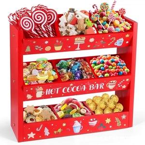 Caja de Almacenamiento de Dulces Navideña de Madera, Rectangular Roja, Organizador de Barritas de Chocolate Caliente, Exhibidor Festivo - Product Image 1