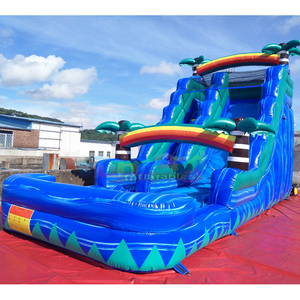 18ft commercial grade dual lane kids backyard commercial wet bounce <b>house</b> <b>inflatable</b> tropical water slide for kids - Product Image 4