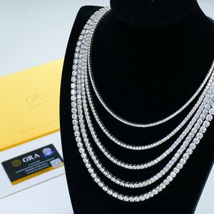 Collar de Tenis de 2mm 3mm 4mm 5mm con Moissanita de Corte Brillante, Chapado en Plata 925, Oro Blanco/Amarillo - Diseño Clásico Unisex para Todos - Product Image 2