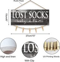 Impression sur toile rustique « Vintage Lost Socks Seeking Soul Mates », décoration murale pour salle de bain, 6 x 15 po, noir