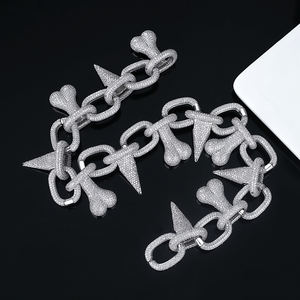 JINSE Bling श्रृंखला पुरुषों और लड़कों के लिए घन Zirconia ज्वैलरी नई डिजाइन क्यूबा लिंक कस्टम कुत्ते हड्डी आइस्ड हार - Product Image 3