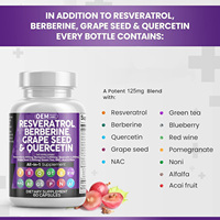 Complément Alimentaire en Capsules pour Adultes OEM Nad Resvératrol Berbérine Extrait de Pépins de Raisin Quercétine Polyphénol Soutien Immunitaire