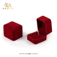 Webest – boîte à bijoux de luxe personnalisée en velours rouge, vente en gros avec boîte à bagues en velours, boîte en velours pour invitation de mariage
