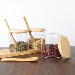 Oem/ODM bán buôn kín bếp thủy tinh lưu trữ thực phẩm gia vị lọ với gỗ tre Nắp - Product Image 6