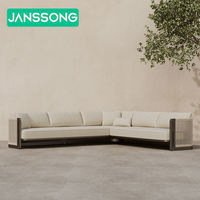 Ensemble de canapés en aluminium et corde pour cour de villa, canapé décontracté moderne pour balcon en plein air, ensemble de canapés de luxe pour jardin d'hôtel, mobilier d'extérieur pour complexe hôtelier