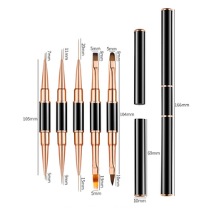 Ensemble de pinceaux à ongles double usage Rose Doré, à deux extrémités, avec poils en <span class=keywords><strong>nylon</strong></span> et manche métallique, pour stylos à ongles en gel - Product Image 5