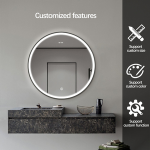 Marco de aluminio Circular LED <span class=keywords><strong>Espejo</strong></span> de <span class=keywords><strong>baño</strong></span> Maquillaje Luz LED <span class=keywords><strong>Espejo</strong></span> de pared <span class=keywords><strong>redondo</strong></span> iluminado con acabado arenado - Product Image 6